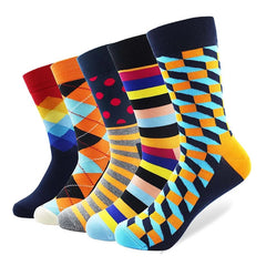 Man Combed Cotton Material StripedFive Pairs Lot Happy Socks for Man Combed Cotton Material Striped