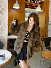 Fox Fur Jacket Mid Length Long Length FurWomen's Fox Fur Jacket Mid Length Long Length Fur