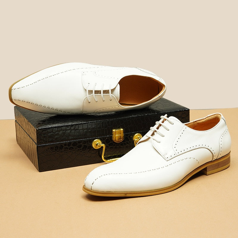 Dress Derby Shoes Luxury Genuine Leather Summer ShoesItalian Men's Dress Derby Shoes Luxury Genuine Leather Summer Shoes