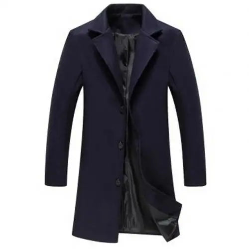 Woolen Coats Solid Color Single BreastedAutumn Winter Fashion Men's Woolen Coats Solid Color Single Breasted