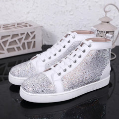 Personality genuine leather women'Personality genuine leather women's men's shoes hot diamond lace