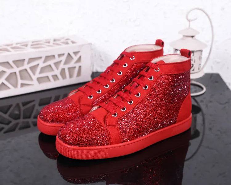 Personality genuine leather women'Personality genuine leather women's men's shoes hot diamond lace