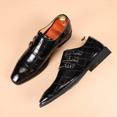 Men's Business Oxford Leather Shoes Buckle Square Toe Dress Shoes - Acapparelstore