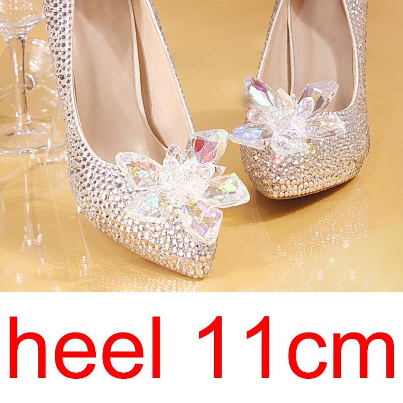 Silver Crystal Wedding Shoes Rhinestone Pearl Beaded ShoesWomen's Silver Crystal Wedding Shoes Rhinestone Pearl Beaded Shoes