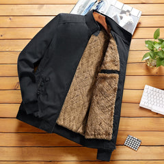 Fashion Jacket Stand Collar Fleece Lined Warm StreetwearMen's Fashion Jacket Stand Collar Fleece Lined Warm Streetwear