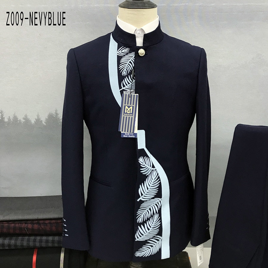Men's Fashion Casual Boutique Stand Collar Tunic Design Suit - Acapparelstore