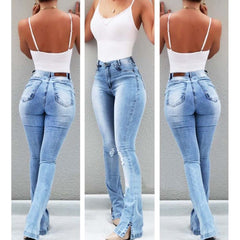 Causal Washed Ripped Hole Ladies High Waist Vintage Skinny Slim JeansWoman's Causal Washed Ripped Hole Ladies High Waist Vintage Skinny Sli