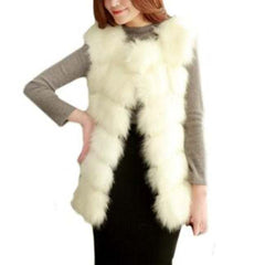 faux fur vest coats Warm Fox Fur Silver Women CoatWomen's faux fur vest coats Warm Fox Fur Silver Women Coat