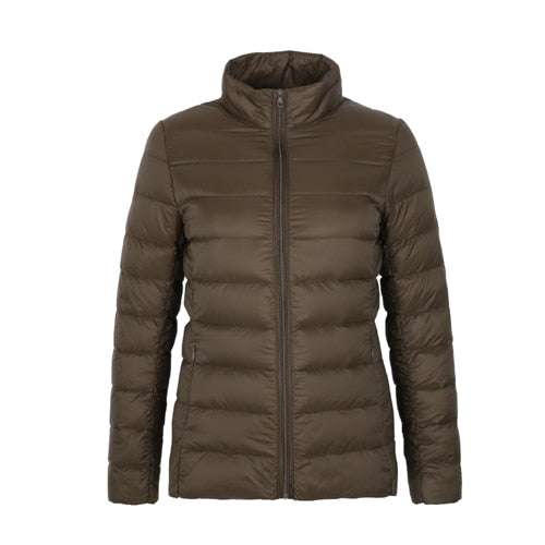 Jacket Stand Collar Warm OutwearNew Matte Woman's Ultra Light Duck Down Jacket Stand Collar Warm Outwe