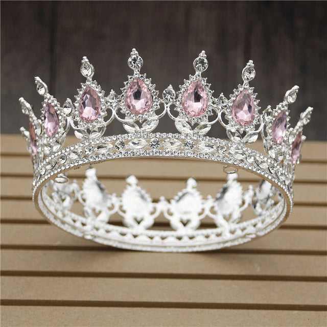 Pink Crystal Rose Gold Flower Wedding Crown TiarasWomen's Pink Crystal Rose Gold Flower Wedding Crown  Tiaras and Crowns