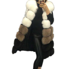 Fashion Winter Fur Vest Warm Long Fur CoatElegant Women's Fashion Winter Fur Vest Warm Long Fur Coat