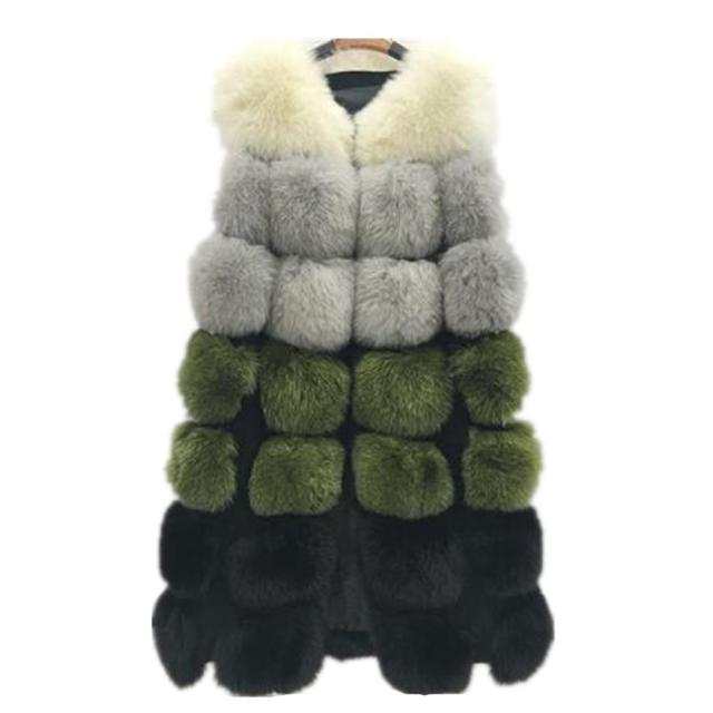 Fashion Winter Fur Vest Warm Long Fur CoatElegant Women's Fashion Winter Fur Vest Warm Long Fur Coat