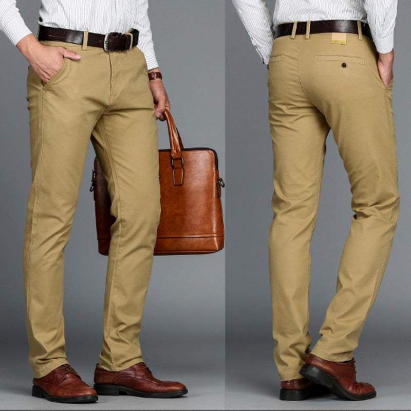 Cotton Casual Pants Stretch Male Trouser Long Straight PantsMen's Cotton Casual Pants  Stretch Male Trouser Long Straight Pants