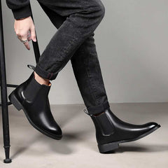 Spring/ Winter Elegant Chelsea Boots Leather Men Slip-Men's Spring/ Winter Elegant Chelsea Boots Leather Men Slip-On Shoes