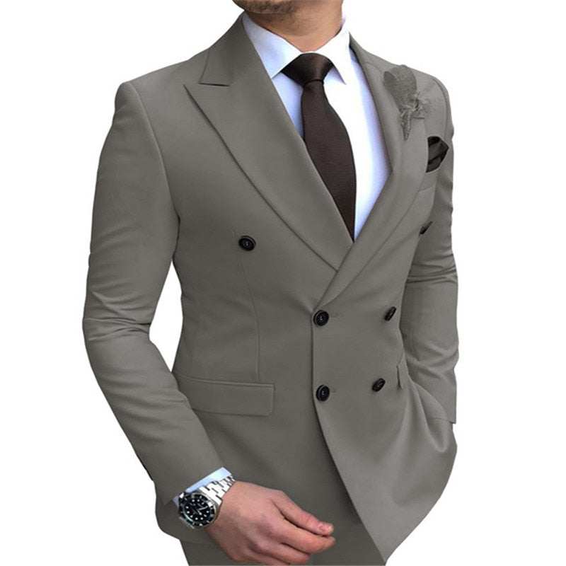 Men'New Men's Blazer Jacket  Slim Fit Double-Breasted Notched Lapel Suit