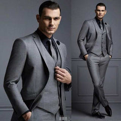 Man Wedding Suit Slim FitElegant Grey Men's Suits Cheap Formal Best Man Wedding Suit Slim Fit