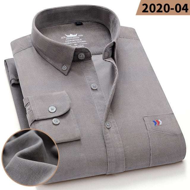 100% Corduroy Cotton Shirt Casual Long Sleeve Business Dress ShirtsMen's 100% Corduroy Cotton Shirt Casual Long Sleeve Business Dress Shi