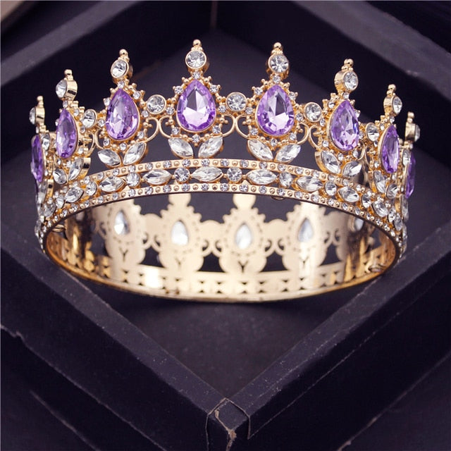 Crystal Vintage Royal Queen King Tiaras Crowns Men/Women - Acapparelstore