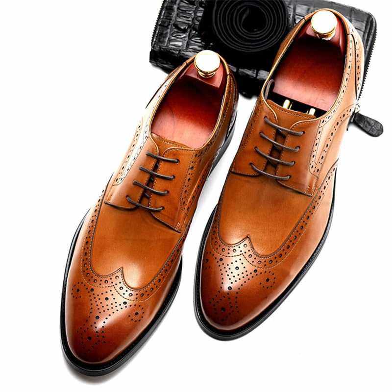 formal leather shoes oxford men dress shoe wedding Size 7Men's formal leather shoes oxford men dress shoe wedding Size 7.5-10